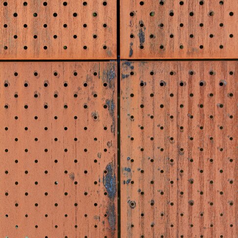 "Gastropavellion Düsseldorf"; perforated metal facade made of weathering steel | © POHL Metal Systems GmbH