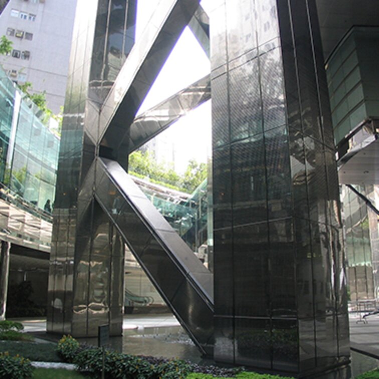 "The Center" metal facade stainless steel, Hong Kong